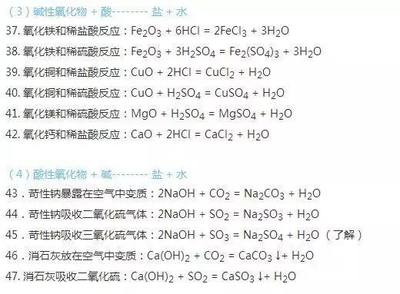 初三化學必考的那些公式及化學反應